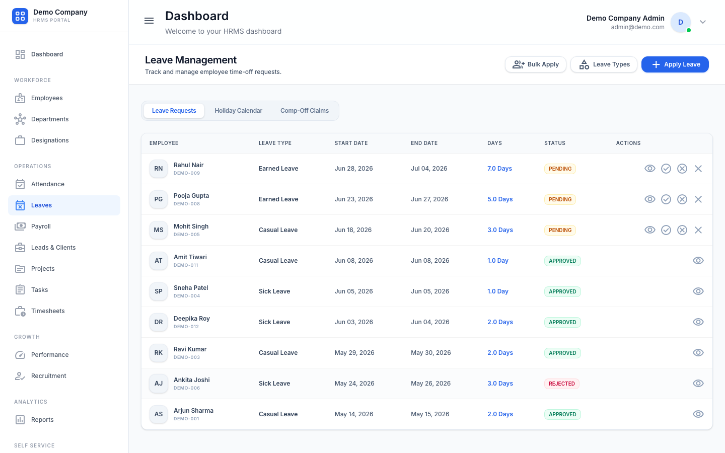 Demo Interface